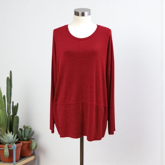 LIZ CLAIBORNE LONG SLEEVE PULLOVER TOP XL CABARET RED WOMEN'S - Picture 1 of 7